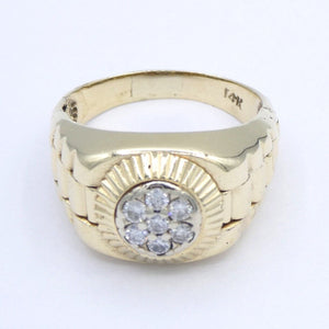 Unisexring 585er - 14 Karat Gelbgold mit Diamanten ca. 0.35 ct. / 58 18,4 mm Ø