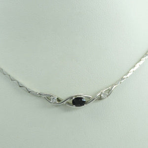 Vintage Collier 835er Silber mit Zirkonia & Onyx