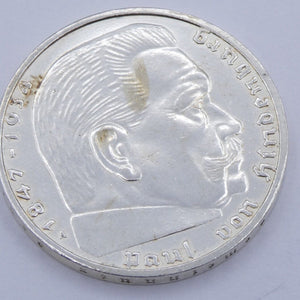 Drittes Reich 2 Reichsmark Silbermünze 1939 A - Hindenburg mit HK