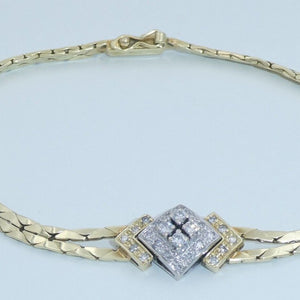 Vintage Damen Armkette mit Diamanten ca.0.30 ct, 14 Karat 585er Gold