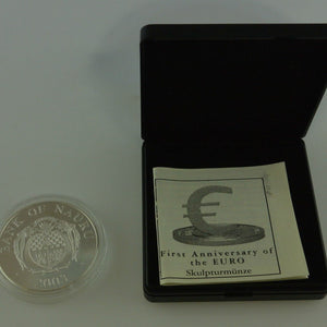 First Anniversary of the Euro / Skulpturmünze / Rep. Nauru / 999er Silber