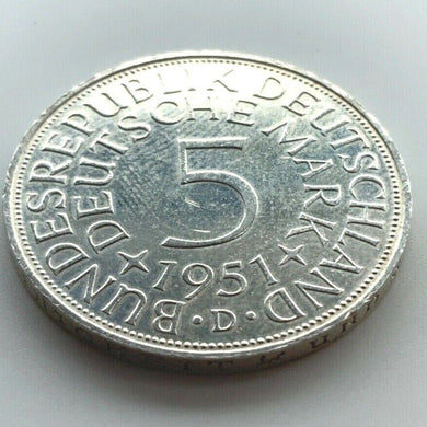5 Deutsche Mark Silberadler 1951 D