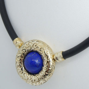 Kautschukkette mit Anhänger aus 585er 14Karat Gold mit Lapis Lazuli 45cm