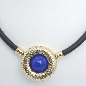 Kautschukkette mit Anhänger aus 585er 14Karat Gold mit Lapis Lazuli 45cm