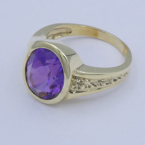 Vintage Damen Ring 585er 14 Karat Gelbgold mit Amethyst 55 17,5 mm Ø