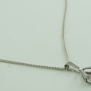 Vintage Damen Halskette 835er Silber & Anhänger mit Saphir