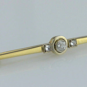 Vintage Anstecknadel -Brosche mit Diamanten 585er - 14 Karat Gelbgold