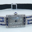 Laden Sie das Bild in den Galerie-Viewer, Art-Deco Damen Platin Armbanduhr mit Diamanten&amp;Saphir
