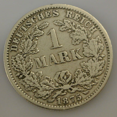 1 Mark Silbermünze dt. Kaiserreich 1875 F - großer Adler