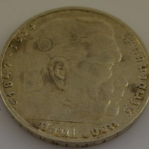 Münze Dt. Reich 1935 D - 5 Reichsmark Paul von Hindenburg