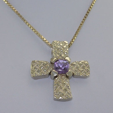 835 Silber-Kette - mit Kreuz „Amethyst “ / ca. 60 cm