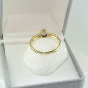 Vintage Damen-Ring mit Amethyst / 333er - 8 Karat Gelbgold - 58 18,4 mm Ø *