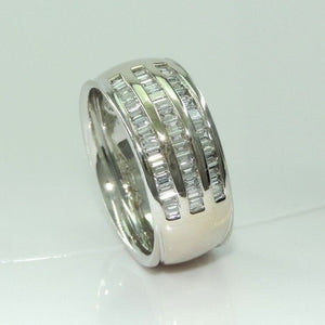 Vintage Baguette Ring 0.90 ct Diamanten / 585er Weißgold / Gr. 52 16,5 mm Ø *