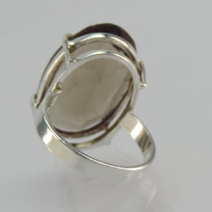 Solitär-Ring - mit großem Rauchquarz/ 925er Silber Ringgröße 56 17,8 mm Ø