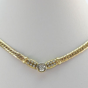 Collier mit ca. 0.70 ct. Diamanten / 585er 14 K Gold / ca. 44 cm