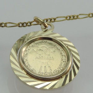 Vintage Goldkette mit Anhänger Olympiade München 1972 333er 8 Karat Gold 50cm