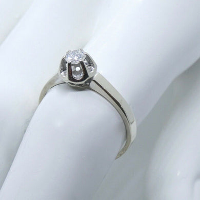 Vintage Damenring mit Diamant ca. 0.25 ct / 585er Gold 14 Karat/ 58 18,4 mm Ø *