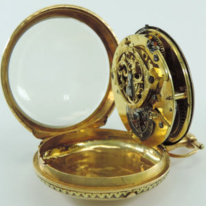 Spindel Taschenuhr antik Paris ca. 1700 Repetition 750er 18 Karat Gold