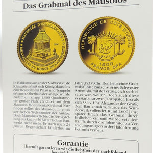 Das Grabmal des Mausolos 1500 Francs Cfa 2006 PP .917 Gold PP