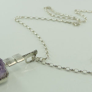 Vintage 925er Silber Damen Halskette & Anhänger mit Amethyst 835er Silber