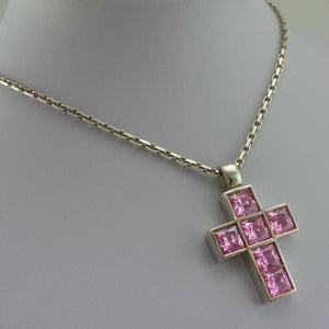 Kette - mit Kreuz Farbsteine 925er Silber