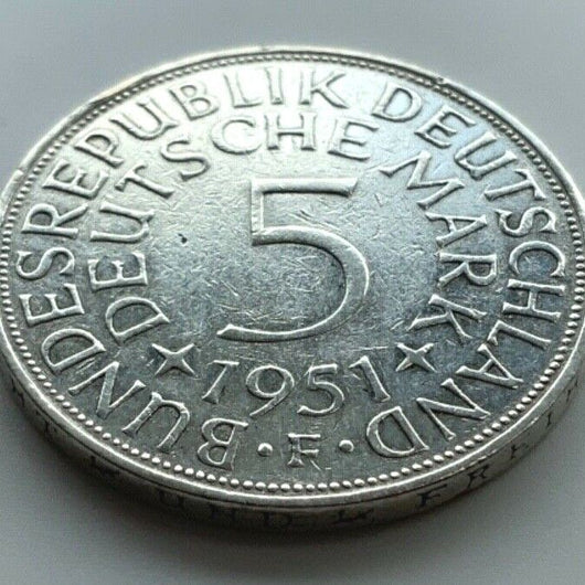 5 Deutsche Mark Silberadler 1951 F