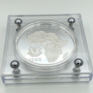 SILVER ZAIRE PROOF 1/2 KILO LEOPARD 5000 NOUVEAUX ZAIRES AFRICAN WILDLIFE 1996-