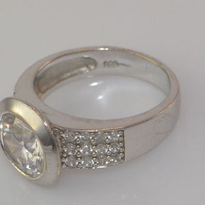 Damen Solitär-Ring - mit Zirkonia/ 925er Silber 55 17,5 mm Ø