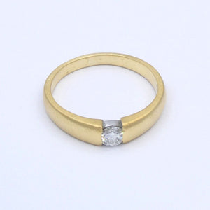 Damenring 750er -18 K Gelbgold-Matt mit Brilliant ca. 0.20 ct. / 52 16,5 mm Ø