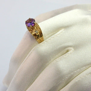 Vintage Damenring mit Amethyst & Zirkonia/ 375er 9 Karat Gold 62 19,7 mm Ø *