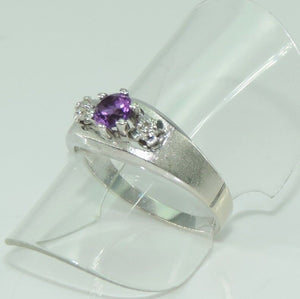 Vintage Damen Ring 585er Gold mit Diamant & Amethyst 0.50 ct - 53 16,8 mm Ø *