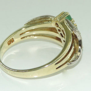 Damen Ring mit Smaragd & Diamant ca. 0.08 ct / 585er Gold - 54 17,2 mm Ø