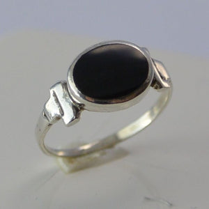 Vintage Damenring Onyx / 835 Silber 49 15,6 mm Ø