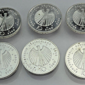 6 x 10 Euro Silbermünze FIFA Fußball-Weltmeisterschaft Deutschland 2005-2006