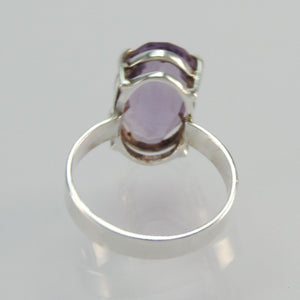 Solitär-Ring - mit Amethyst 925er Silber Ringgröße 58 18,4 mm Ø