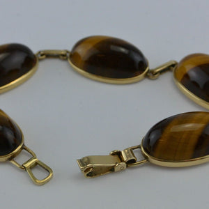 Vintage Armband mit Tigerauge / 375er - 9 Karat Gelbgold / ca. 19,5 cm