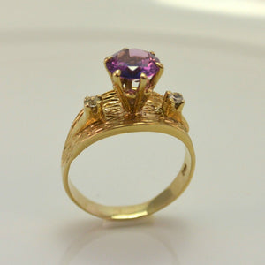 Vintage Damenring mit Amethyst & Zirkonia/ 375er 9 Karat Gold 62 19,7 mm Ø *