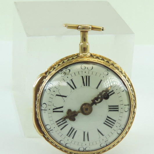 Spindel Taschenuhr antik Paris ca. 1700 Repetition 750er 18 Karat Gold