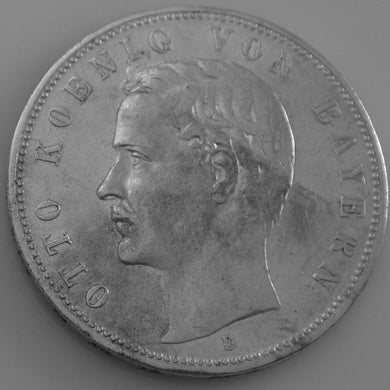 5 MARK OTTO KÖNIG 1908 D VON BAYERN MÜNZE SILBER .