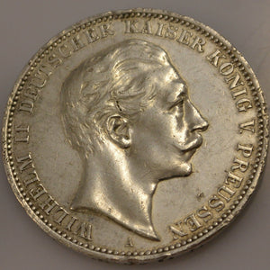 3 Mark Silbermünze dt. Kaiserreich 1909 A - Wilhelm II. Preussen