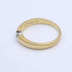 Damenring 750er -18 K Gelbgold-Matt mit Brilliant ca. 0.20 ct. / 52 16,5 mm Ø