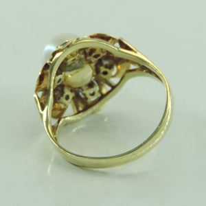 Vintage Damen Ring mit Perle & Turmalin/ 585er - 14 Karat Gold / 54 17,2 mm Ø *