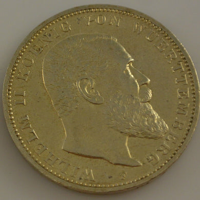 3 Mark Silbermünze dt. Kaiserreich 1914 F - Wilhelm II. König v. Württemberg