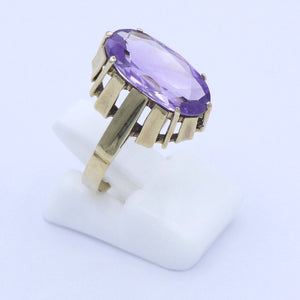 Vintage Damenring mit Amethyst / 333er 8 Karat Gelbgold - 56 17,8 mm Ø