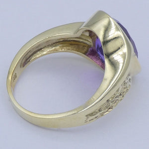 Vintage Damen Ring 585er 14 Karat Gelbgold mit Amethyst 55 17,5 mm Ø