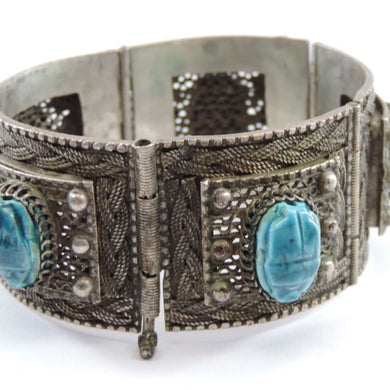 Set Antikes Armband und Ring 58 gr. 800er Silber mit Türkis