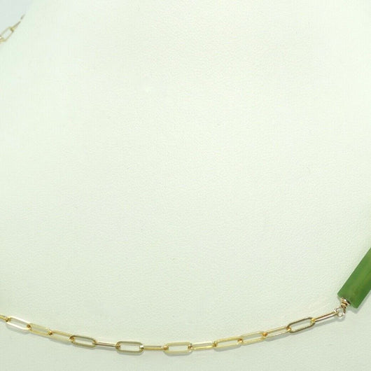 Vintage Damen Kette mit Jade / 333er - 8 Karat Gelbgold / ca. 76 cm