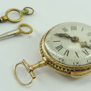 Spindel Taschenuhr antik Paris ca. 1700 Repetition 750er 18 Karat Gold