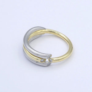 Damenring 750er-18 K Gelbgold & 950 Platin mit Diam. ca. 0.15 ct. /52 16,5 mm Ø