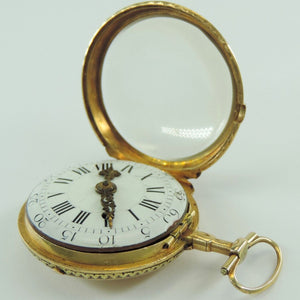 Spindel Taschenuhr antik Paris ca. 1700 Repetition 750er 18 Karat Gold